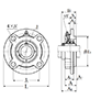 Four Bolt Round Flange Unit, Cast Housing, Set Screw, UCFC Type - Dimensions