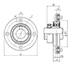 Four Bolt Round Flange Unit, Pressed Steel Housing, Eccentric Locking Collar, JELPF Type - Dimensions