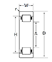 Outer Ring w/ Cage & Rollers, Two Ribs - Dimensions