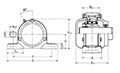 Pillow Block Unit, Adapter, Cast Dust Cover, Closed End, UKP Type - Dimensions