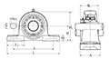 Pillow Block Unit, Adapter, Cast Housing, UKP Type - Dimensions