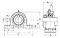 Pillow Block Unit, Cast Housing, Eccentric Locking Collar, AELP/AELPL Type - Dimensions