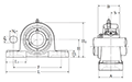 Pillow Block Unit, Cast Housing, Low Center Height, Set Screw, UCPL Type - Dimensions