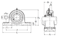 Pillow Block Unit, Cast Housing, Narrow Set Screw, ASPL Type - Dimensions