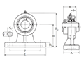 Pillow Block Unit, Eccentric Locking Collar, Cast Housing, High-Profile, UELHP Type - Dimensions