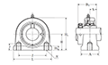 Pillow Block Unit, Eccentric Locking Collar, Narrow Style, UELUP Type - Dimensions