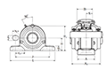 Pillow Block Unit, Set Screw, Cast Dust Cover, Open End, UCP Type - Dimensions