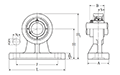 Pillow Block Unit, Set Screw, Cast Housing, High-Profile, UCHP Type - Dimensions