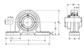 Pillow Block Unit, Set Screw, Ductile Cast Housing, UCPE Type - Dimensions