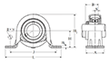 Pillow Block Unit, Set Screw, Pressed Steel Housing, ASRPP Type - Dimensions