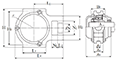 Take-Up Unit, Cast Housing, Adapter, Cast Dust Cover, Closed End, UKT Type - Dimensions