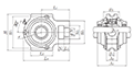 Take-Up Unit, Cast Housing, Adapter, Cast Dust Cover, Open End, UKT Type - Dimensions