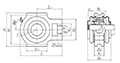 Take-Up Unit, Cast Housing, Adapter, Pressed Steel Dust Cover, Closed End, UKT Type - Dimensions