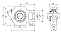 Take-Up Unit, Cast Housing, Adapter, UKT Type - Dimensions