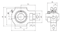 Take-Up Unit, Cast Housing, Eccentric Locking Collar, UELT Type - Dimensions