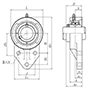 Three Bolt Flanged Unit, Cast Housing, Set Screw, UCFH Type - Dimensions