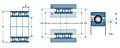 Triple Row Hybrid Angular Contact Ball Bearing, Machline, Q16 Type - Dimensions