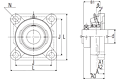 Ultra-Class Four Bolt Flanged Unit, Eccentric Lock, JELFU Type - Dimensions