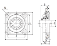 Ultra-Class Four Bolt Flanged Unit with Set Screw, UCFUX Type - Dimensions