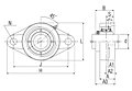 Ultra-Class Two Bolt Flanged Unit, Set Screw, UCFLU Type - Dimensions